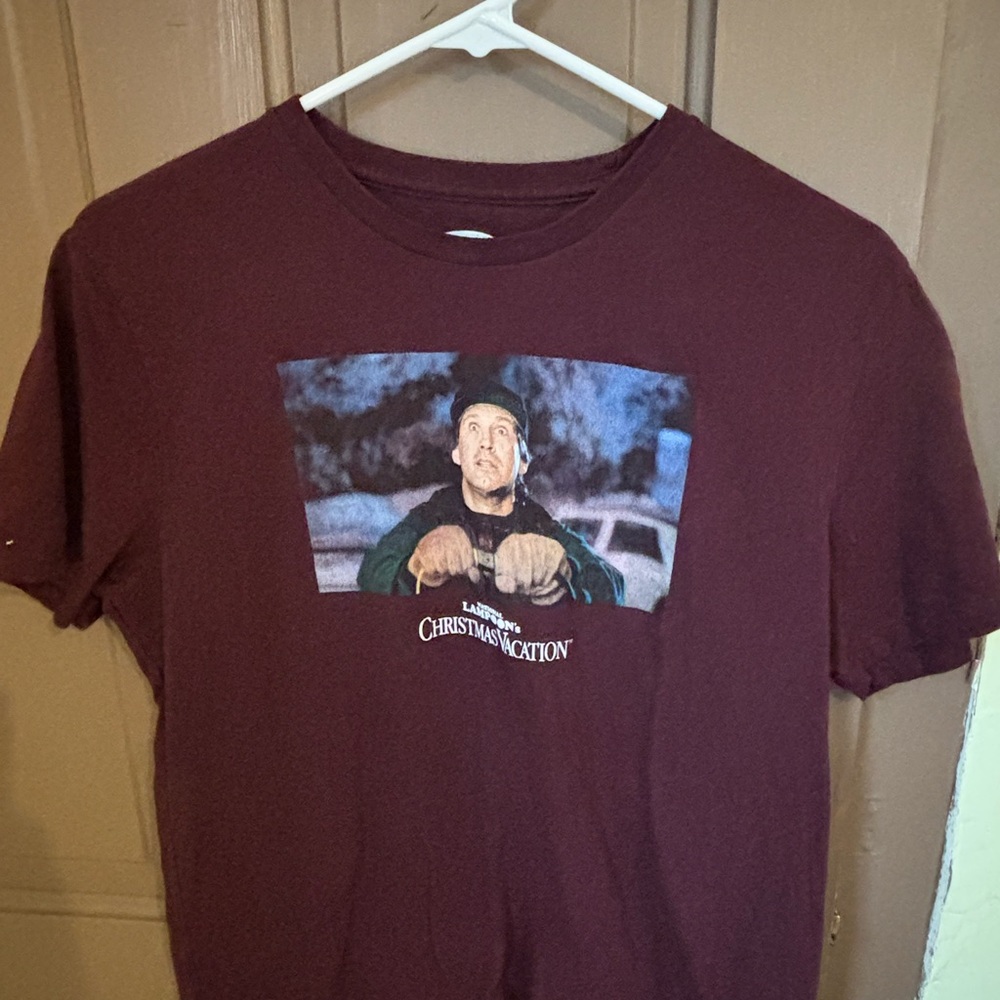 Christmas Vacation Graphic Tee National Lampoon Holiday Shirt Maroon SIZE M